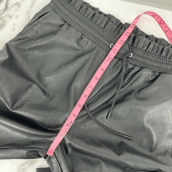 n:Philanthropy Faux Leather Morena Pants Black Paper Bag Elastic Waist Relaxed - Picture 7 of 10